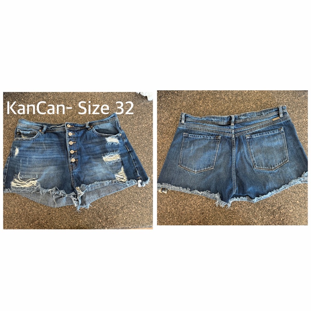 KanCan Women's Button-Fly Distressed Jean Shorts